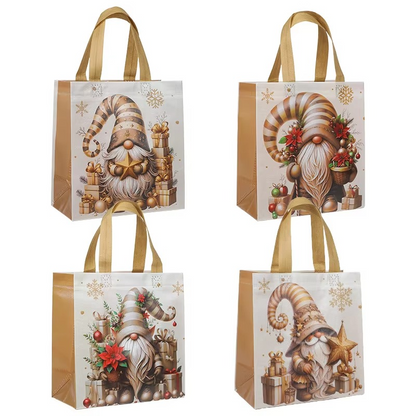Avelena | Weihnachten Weihnachtsmann Non-Woven Geschenktaschen mit Griffen, Festliche wiederverwendbare Geschenkpaktierung, Set von 4–12