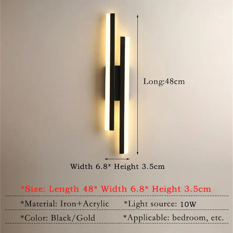 Avelena | Moderne LED-Wandlampe: Schwarz/Gold Acryl Raumdekoration Licht
