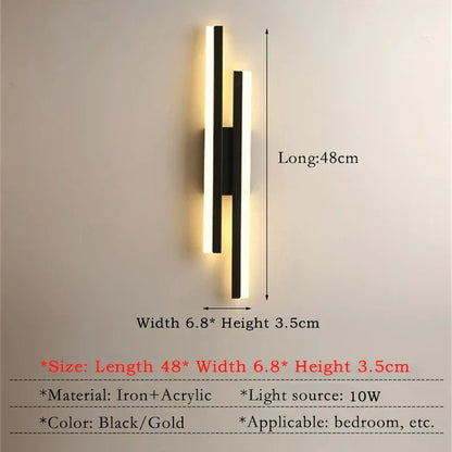 Avelena | Moderne LED-Wandlampe: Schwarz/Gold Acryl Raumdekoration Licht