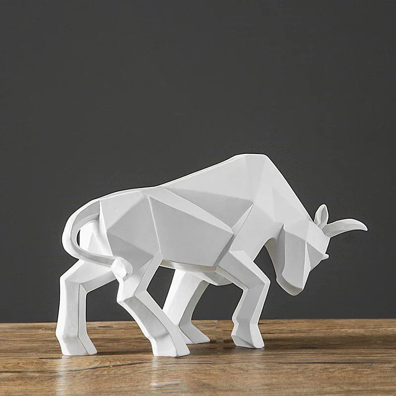 Avelena | YuryFvna Morden Geometrische Stier-Statue, Ornament, Café, Rinderskulpturen, Tierfiguren, abstrakte Hotel-Heimdekoration