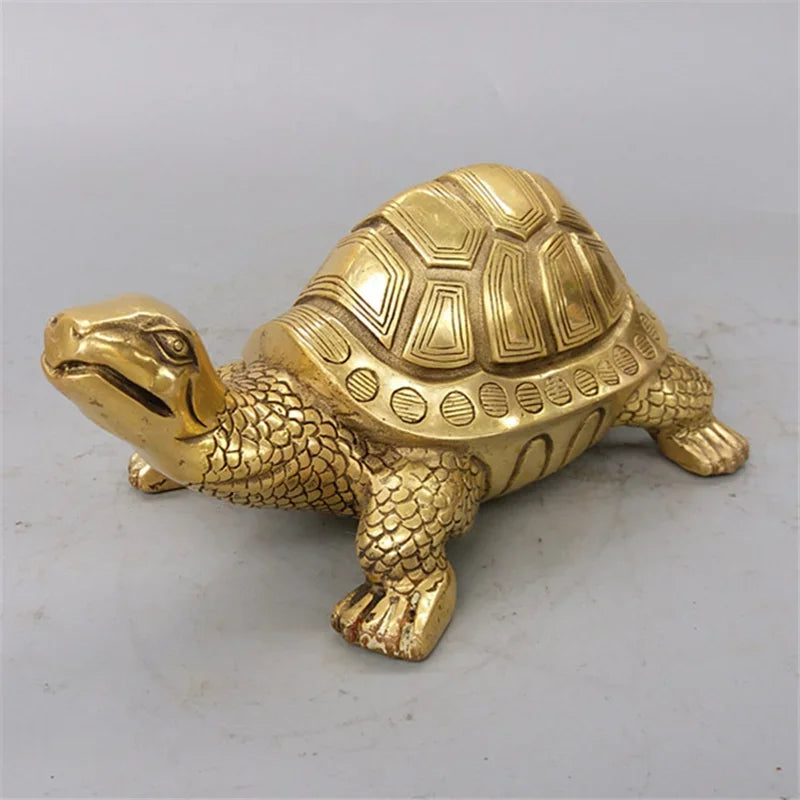 Avelena | Brass Feng Shui Schildkröte Statue Glückliches Tier Skulptur für Langlebigkeit Haus Büro Dekoration Figürchen Geschenk Studienornament