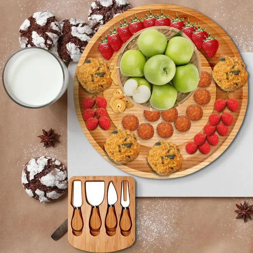 Avelena | CheeseMate – Rundes Bambus-Käsebrett