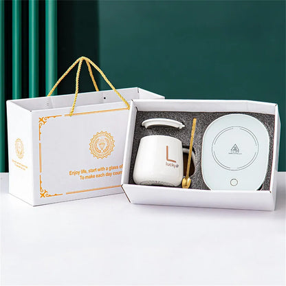 Avelena | Smart Keramik Becher Heizung Tasse Untersetzer Wärmer Thermostat Kaffee Heizung Elektrische Becher Set Milch Tee Heizung Wasser Home Office Geschenk