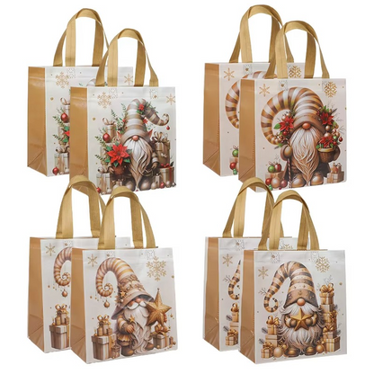 Avelena | Weihnachten Weihnachtsmann Non-Woven Geschenktaschen mit Griffen, Festliche wiederverwendbare Geschenkpaktierung, Set von 4–12