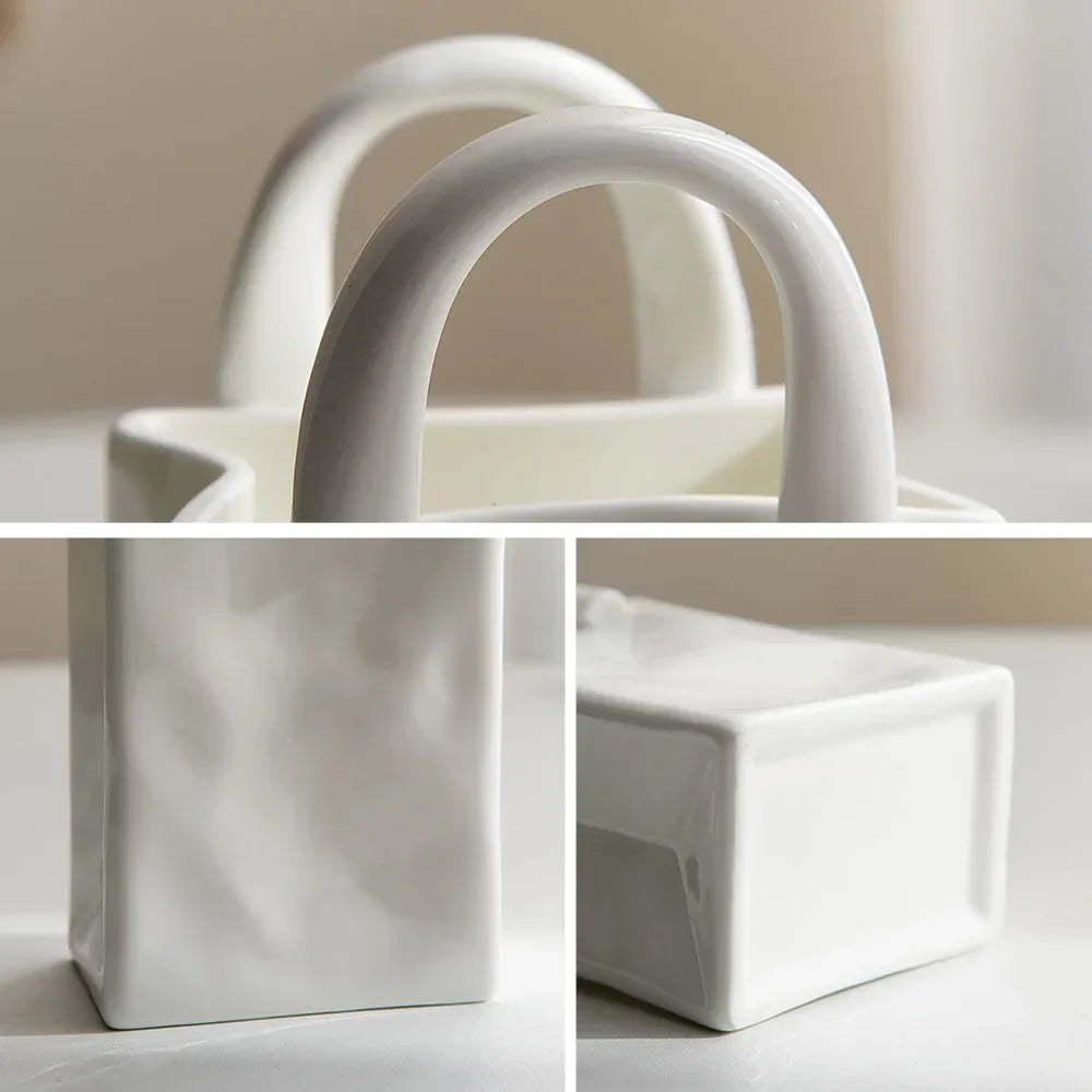 Avelena | Nordic Dekorative Vase Handtasche Keramik Vase Dekoration Zuhause Blumen für Dekor Tischdekoration Zubehör Raumdekoration Vase Geschenk