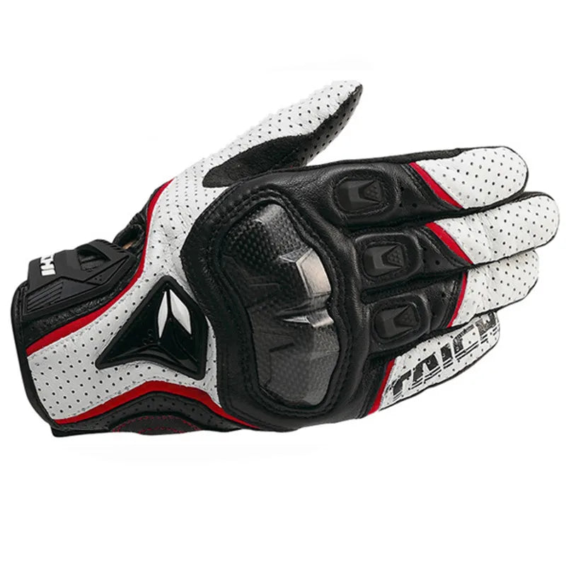Avelena | Herren Schwarze Leder Motorradhandschuhe – Racing Stil