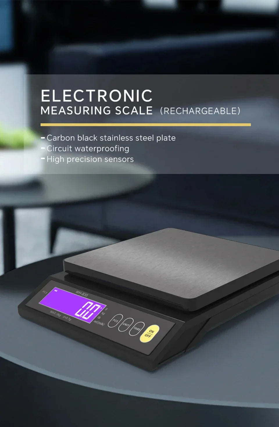 Avelena | 5 kg/0,1 g und 10 kg/1 g digitale elektronische Küchenwaage, LCD-Display, voll wasserdichtes Edelstahl-Waagetool zum Backen