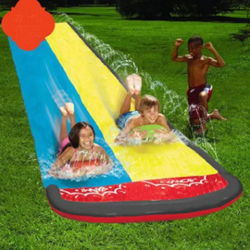 Avelena | SplashGlide Wasserrutsche | Mit Sprinkler & Rutschboards | Aufblasbar | Für Garten & Sommer