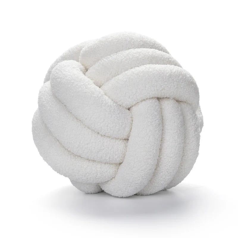 Avelena | Gooi Kissen - Cozy - Handgeknoteter Ball - Lammfell