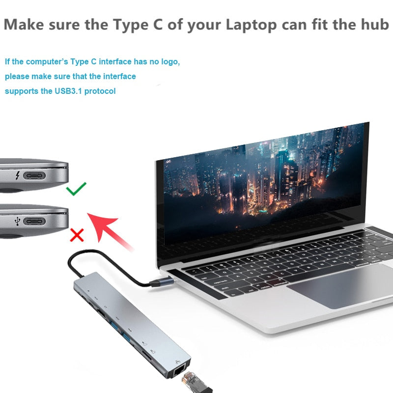 Avelena | Thunderbolt 3 USB-C Hub mit HDMI, PD, SD/TF für MacBook Air M1 und iPad Pro