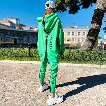 Avelena | Frauen Sweatshirts 2-teilige Sets Trainingsanzug Übergrößen Herbst Damen Korea Hose Pullover Hosenanzüge Damen