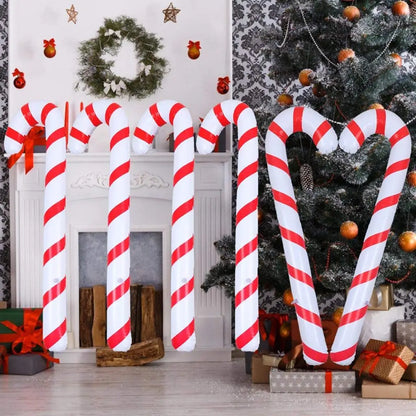 Avelena | CandyFest Aufblasbare Weihnachts-Zuckerstangen – Set aus 4 PVC-Dekorationen von 87 cm