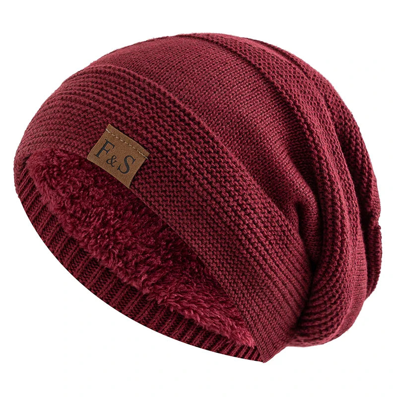 Avelena | Unisex Slouchy Winter Beanie - Pelzfutter