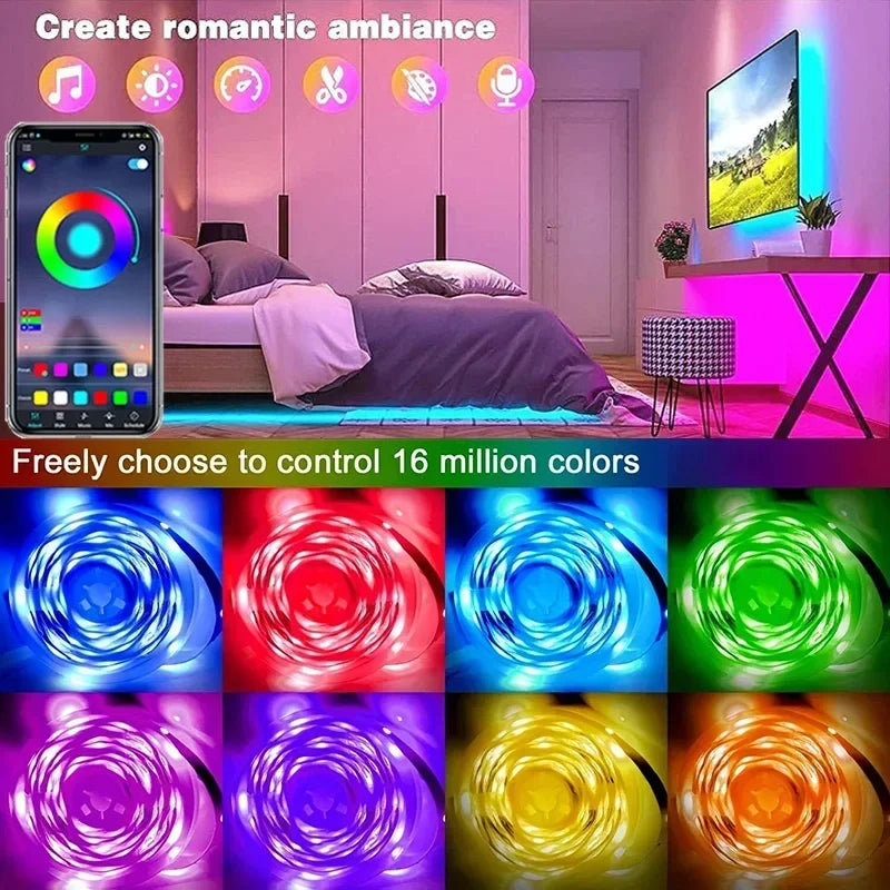 Avelena | RGB 5050 LED Strip Light mit Fernbedienung & App-Steuerung - USB-betrieben
