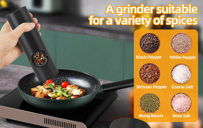 Avelena | Elektrische automatische Pfeffer- und Salzmahlmaschine mit LED-Licht und einstellbarem Mahlgrad - Perfekt für die Küche oder das Restaurant