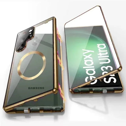 Avelena | Metall Aluminiumlegierung 360 Hülle mit Sicherheitsverschluss für Samsung Galaxy S24-S23 Serie