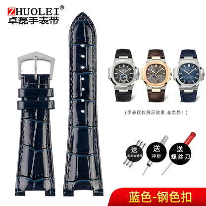 Avelena | 25X13Mm Ausschnitt Echte Leder Uhrband + Verbindung für Patek Philippe Nautilus 5711 5726 5712G Band Armband Bracelet