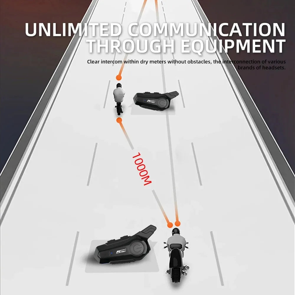 Avelena | Bluetooth-Motorradhelm-Intercom-Headset mit 1000 m Reichweite & IPX6 wasserdicht – RoadComm