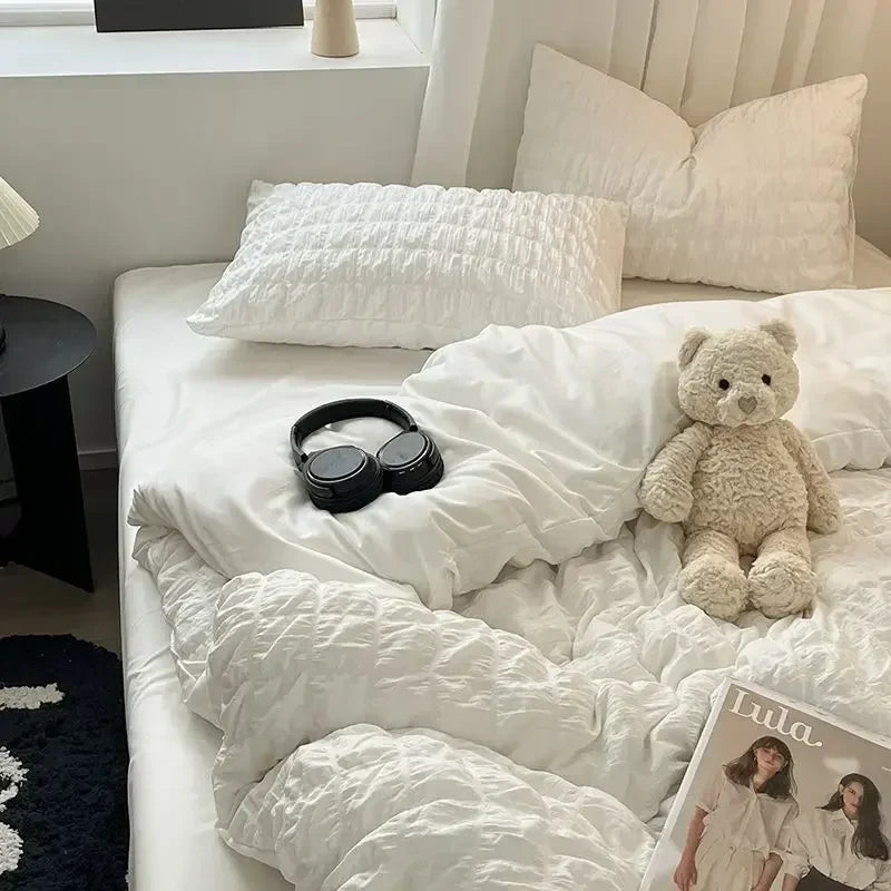 Avelena | ChicParis | Seersucker Bettwäsche Set – Leicht, weich & elegantes französisches Bettbezug Set