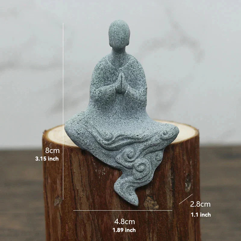 Avelena | Buddha Stein Statue Kleine Buddhistischen Mönche Tibetischer Buddhismus Figuren Zen Garten Ornament Meditation Zuhause Aquarium Dekoration