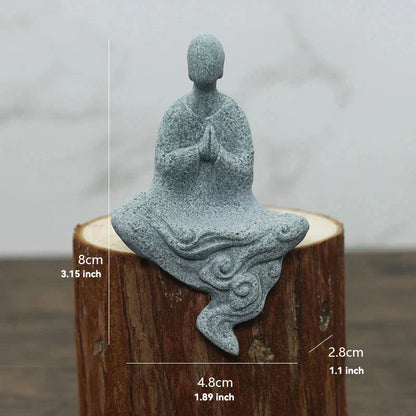 Avelena | Buddha Stein Statue Kleine Buddhistischen Mönche Tibetischer Buddhismus Figuren Zen Garten Ornament Meditation Zuhause Aquarium Dekoration