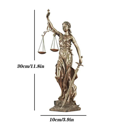 Avelena | ERMAKOVA Europäische antike Bronze griechische Gerechtigkeit Göttin Statue Fair Angels Harz Skulptur Ornamente Desktop Home Dekoration Geschenk