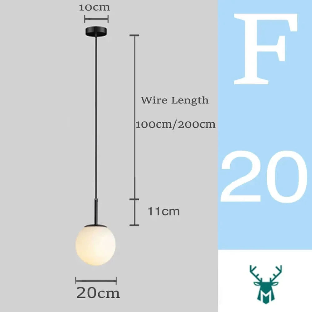 Avelena | Mid-Century Modern Glas Ball Pendelleuchte