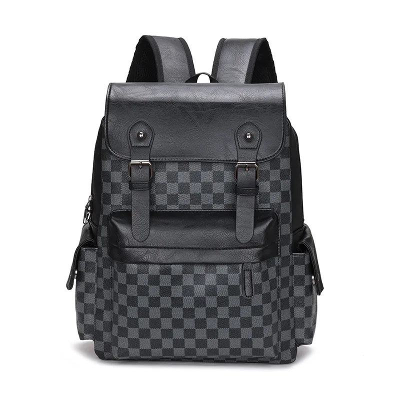 Avelena | Trendiger Karierter Business Vielseitiger Herren Rucksack Reisen Große Kapazität Luxusmarken Design Rucksack Herren PU Leder Schulranzen