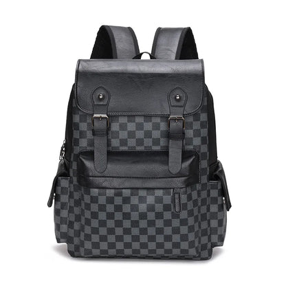 Avelena | Trendiger Karierter Business Vielseitiger Herren Rucksack Reisen Große Kapazität Luxusmarken Design Rucksack Herren PU Leder Schulranzen