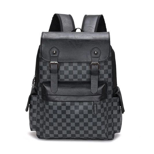 Avelena | Trendiger Karierter Business Vielseitiger Herren Rucksack Reisen Große Kapazität Luxusmarken Design Rucksack Herren PU Leder Schulranzen