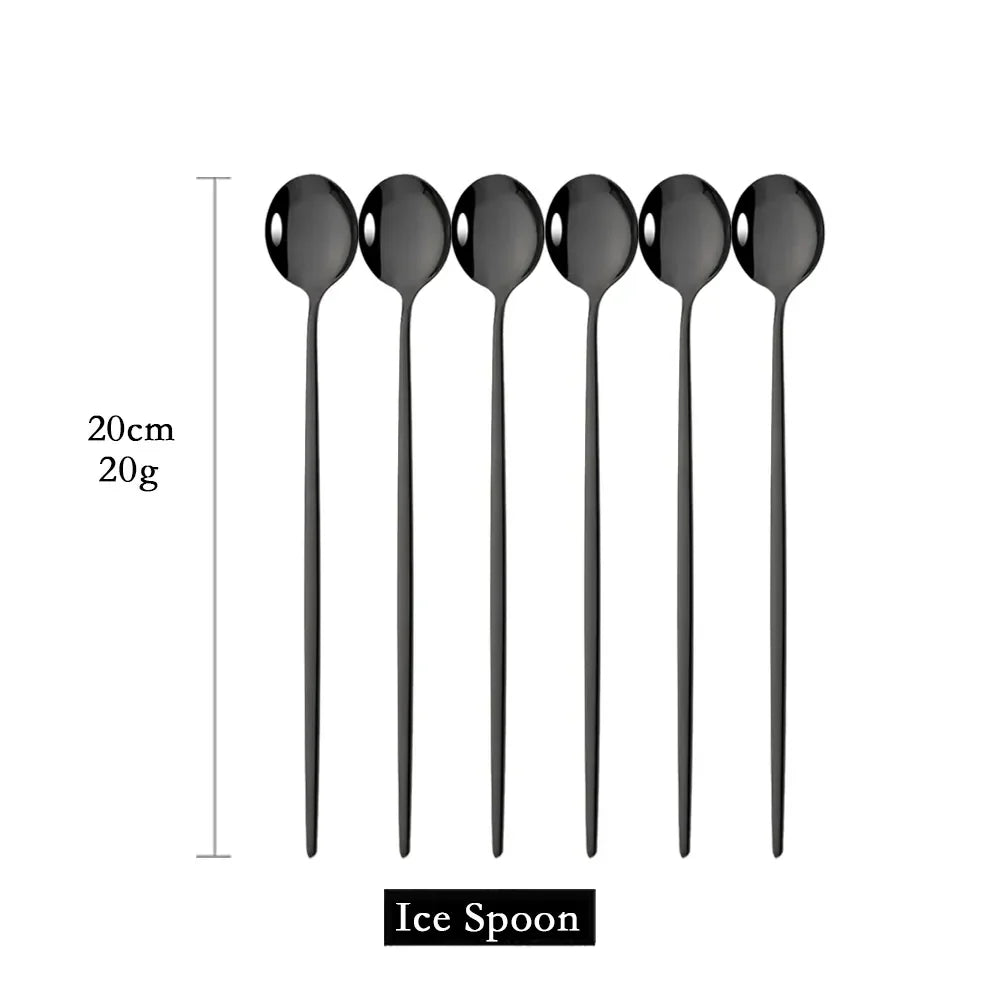 Avelena | Golden 6-teiliges Langstiel-Löffelset