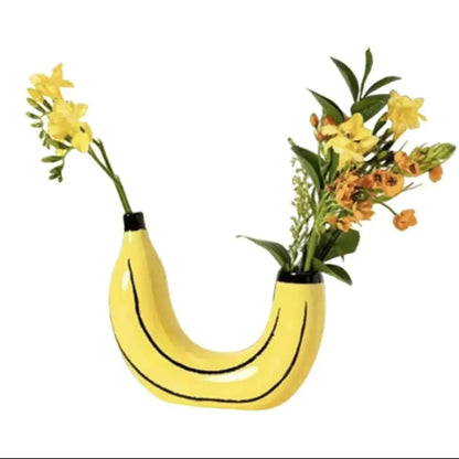 Avelena | Bananenvase, Blumenvase aus Kunstharz, niedliche Bananenform, dekorative Tischvase für Blumenarrangements, Wohnzimmer, Schlafzimmer, Heimdekoration