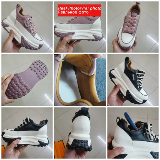 Avelena | 7 cm Plateau-Keilsneakers aus Leder