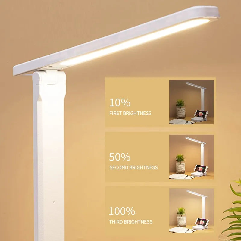 Avelena |  LED Tischlampe | Wiederaufladbar 6000mAh | Stufenlos dimmbar | Faltbare Schreibtischlampe mit Touch