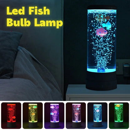 Avelena | Simulated Led Colorful Large Bubble Fish Light Aquarium Tank Usb Night Light for Home Desk Bedroom Living Room