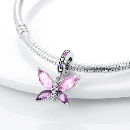 Avelena | 925 Silber Goldener Leopard Charms Perlen Bunte Chamäleon Nashorn Löwe Skarabäus Katze Anhänger Passend für Original Pandora Armband Schmuck