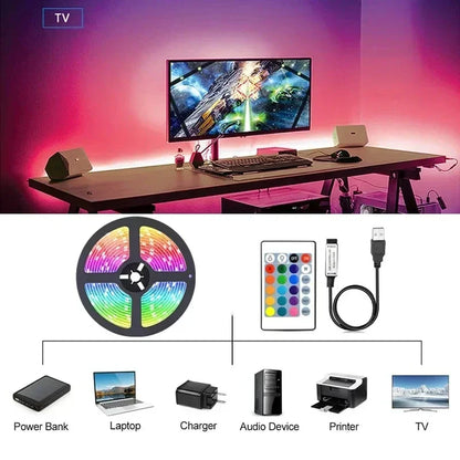 Avelena | RGB 5050 LED Strip Light mit Fernbedienung & App-Steuerung - USB-betrieben