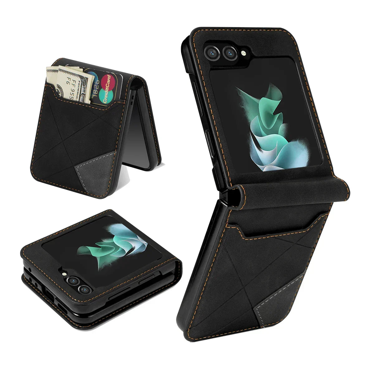 Avelena | Leder Geldbörsenhülle für Samsung Galaxy Z Flip Serie