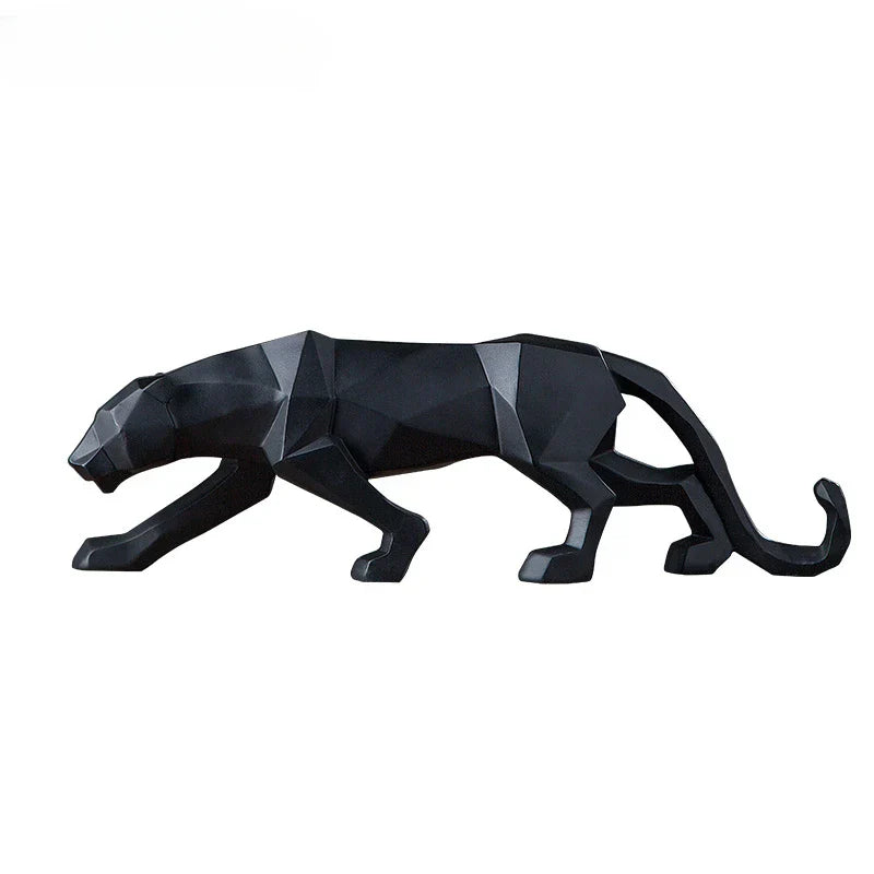 Avelena | Panther-Statue, Tierfigur, abstrakter geometrischer Stil, Kunstharz, Leopardenskulptur, Heimbüro, Desktop-Dekoration, Kunsthandwerk