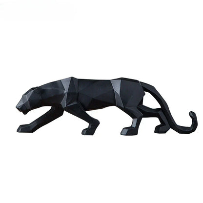 Avelena | Panther-Statue, Tierfigur, abstrakter geometrischer Stil, Kunstharz, Leopardenskulptur, Heimbüro, Desktop-Dekoration, Kunsthandwerk