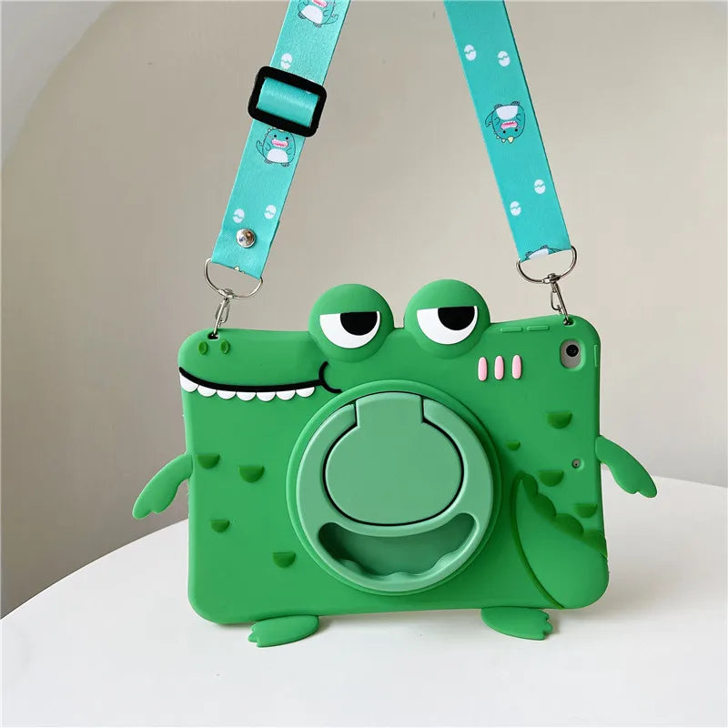 Avelena | Cartoon Gummy Ipad Kinderhülle mit Ständer – Stoßfest, Fallfest, Staubdicht, Weiche & Harte Schale für Ipad 10. Generation, 9. Generation, 8. Generation, 7. Generation, Mini, Air & Pro