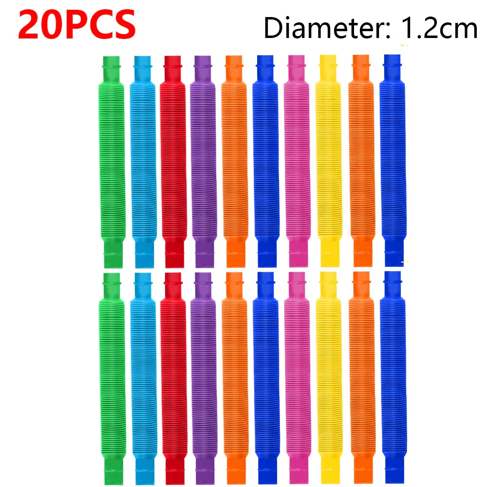 Avelena | 10-30Pcs Bunte Teleskopische Pop-Rohre - Sensorische Fidget-Spielzeuge für Kinder und Erwachsene