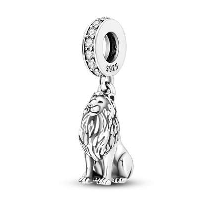 Avelena | 925 Silber Goldener Leopard Charms Perlen Bunte Chamäleon Nashorn Löwe Skarabäus Katze Anhänger Passend für Original Pandora Armband Schmuck