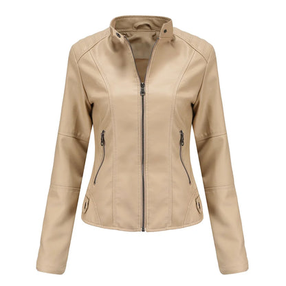 Avelena | Damen Dicke Lederjacke Modisch Motorradstil