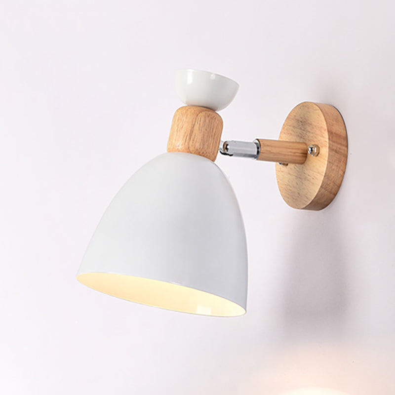 Avelena | Moderne Minimalistische Runde Horn Aluminium Holz 1-Licht Wandleuchte Lampe Für Schlafzimmer