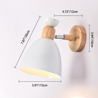 Avelena | Moderne Minimalistische Runde Horn Aluminium Holz 1-Licht Wandleuchte Lampe Für Schlafzimmer