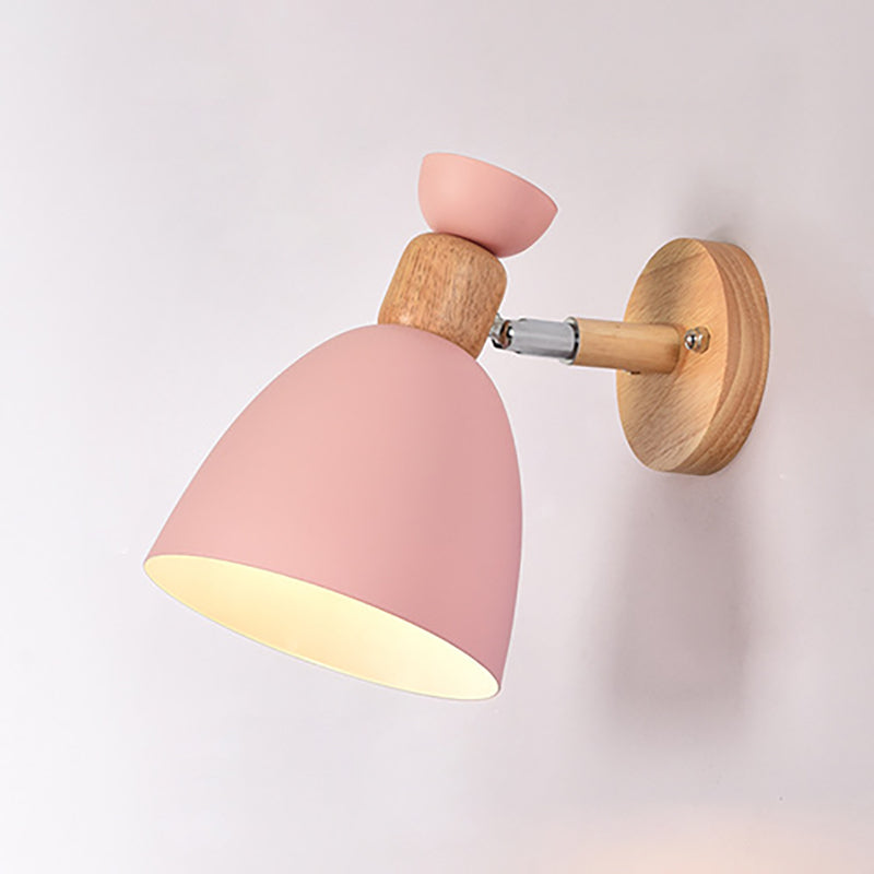 Avelena | Moderne Minimalistische Runde Horn Aluminium Holz 1-Licht Wandleuchte Lampe Für Schlafzimmer