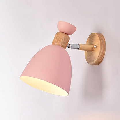 Avelena | Moderne Minimalistische Runde Horn Aluminium Holz 1-Licht Wandleuchte Lampe Für Schlafzimmer