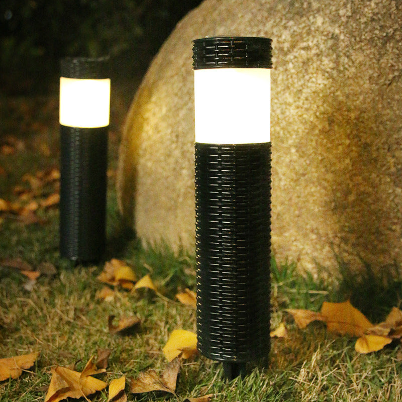 Avelena | Outdoor Solar Rattan Zylindrisches LED Garten Rasen Boden Einbau Landschaftslicht