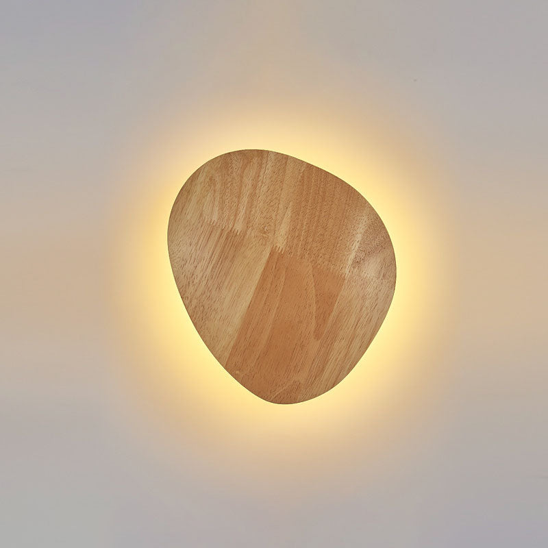 Avelena | Moderne Minimalistische Runde Irreguläre Oval Holz LED Wandleuchte Lampe Für Wohnzimmer